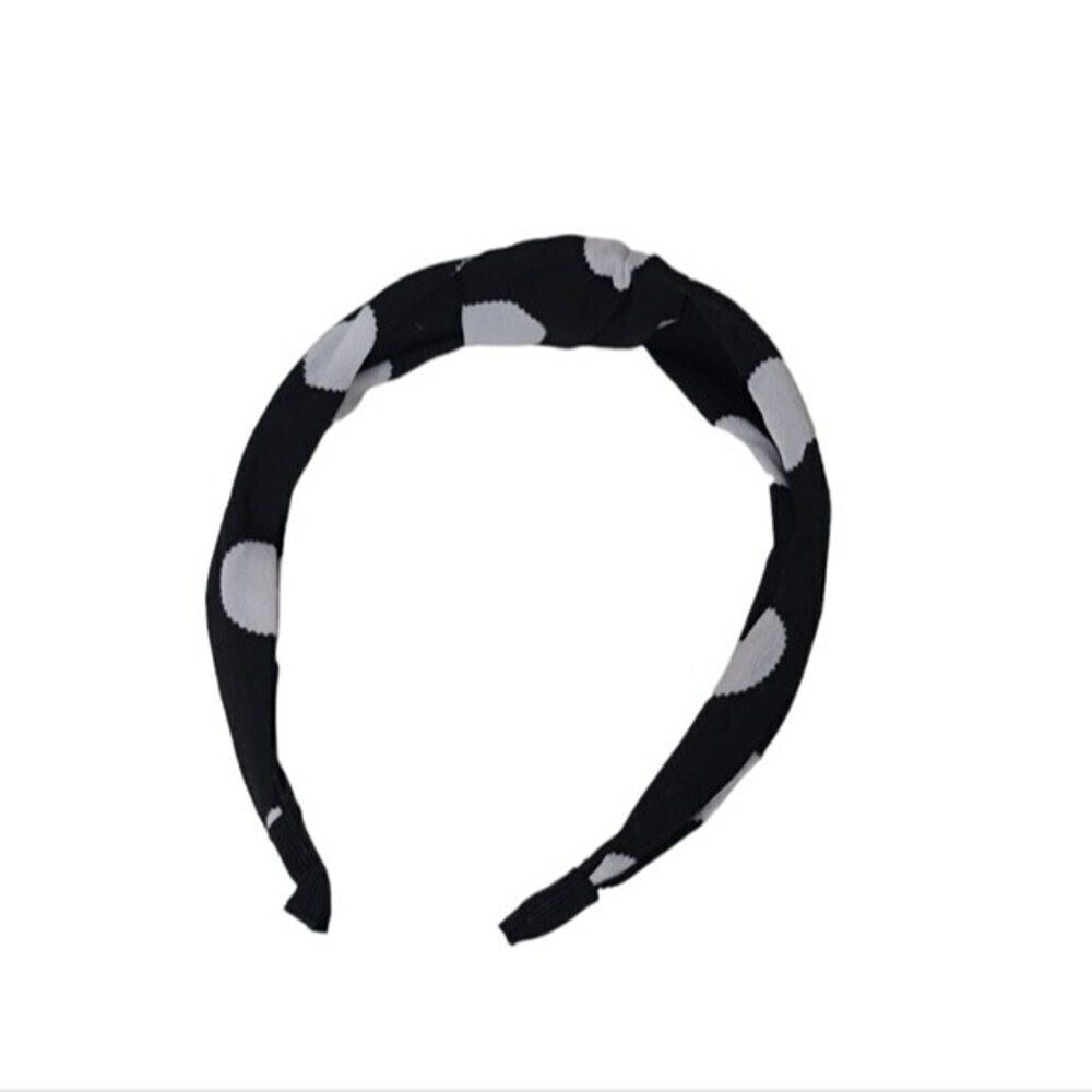 Knot Black White Big Polka Dot Print Headband NEW - Picture 3 of 5